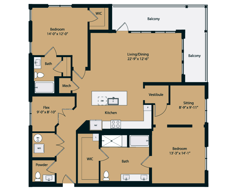 Floor plan layout diagram for 3A